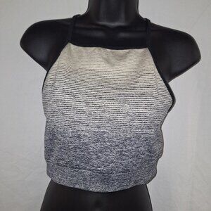 Victoria Sport Ombré Gray/White Striped Racerback Athletic Crop Top/Bra Women L